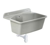 Piscina per versare gospo con sifone, 46 x 37 x 20 cm, lavabo in plastica, lavaggio per garage, seminterrato, lavanderia, officina, gruppo muro, piatto, lavandino inclusi accessori (grigio)