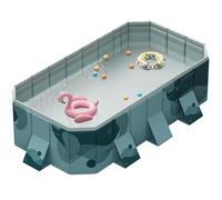 Piscina pieghevole, in plastica rigida, rettangolare, per adulti, non gonfiabile, per esterni, cortile