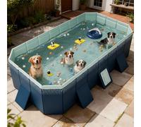 Piscina pieghevole non gonfiabile per bambini e adulti, in plastica rigida, per piscine per cani da cortile (287 x 167,6 x 50,8 cm)