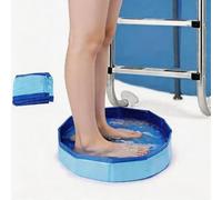 Piscina pieghevole per cani, senza gonfiaggio e pieghevole, vasca da bagno portatile per ingresso piscina, piscina fuori terra, accessori per pulire i piedi della piscina, blu