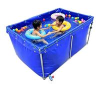 Piscina rettangolare fuori terra,rivestimento per piscina da giardino pieghevole con occhielli Contenitore per stoccaggio dell'acqua all'aperto con valvola di scarico per allevamento(6x1x0.8m)