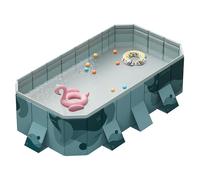 piscina ricreativa per famiglie, Piscina pieghevole non gonfiabile portatile for esterni con guscio in plastica rigida, 3 scarichi, diverse misure(C,3m/10ft)
