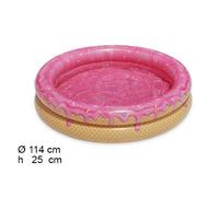 PISCINA ROTONDA GONFIABILE FUORITERRA GELATO BAMBINI GIARDINO CON 2 ANELLI 114CM