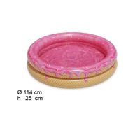 PISCINA ROTONDA GONFIABILE FUORITERRA GELATO BAMBINI GIARDINO CON 2 ANELLI 114CM