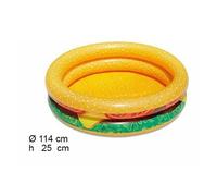 PISCINA ROTONDA GONFIABILE FUORITERRA HAMBURGER BAMBINI GIARDINO 2 ANELLI 114 CM