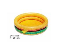 PISCINA ROTONDA GONFIABILE FUORITERRA HAMBURGER BAMBINI GIARDINO 2 ANELLI 114 CM