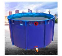 Piscina rotonda per pesci in tela blu da esterni, 1,2 m, facile da installare, con staffa per irrigazione agricola, stoccaggio dell'acqua e funzione portatile da giardino