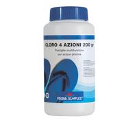 PISCINA SEMPLICE, Cloro 4 Azioni 200g, Trattamento Multi Azione Senza Rame Per Acque Della Piscina, Azione Clorante, Antialghe, Stabilizzante del PH, Flocculante, Formato da 1 Kg
