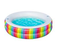 PISCINA TONDA GONFIABILE FAMILY STAMPA ARCOBALENO 206X206X51CM CON 2 PORTABICCHI