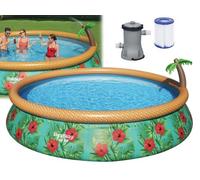 Piscina fuori terra Fast Set? diametro 457 x 84 cm con filtro a cartuccia e fontana integrata, decoro Flower