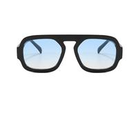 piscm Occhiali da sole da aviatore esagonali alla moda per donne e uomini anni '70 retrò quadrato piatto top geometrico occhiali da sole sfumature, Nero/Blu Gradiente, taglia unica