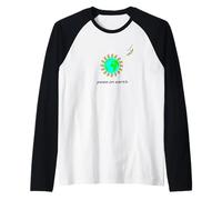 Piselli sulla Terra, Divertente Mondo Vegano Pace Natale Gioco di Parole Maglia con Maniche Raglan