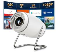 Pisodawn Mini proiettore, 4K 1080P WiFi Bluetooth portatile, bianco, LCD, HDMI/USB, jack da 3,5 mm, 3000 lumen, contrasto 1500:1, LED 50000 ore, Keystone automatico, girevole a 180°, schermo da 40-130