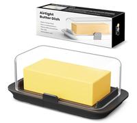 Pisol Burriera da 250 g e 500 g, Conserva Burro Ermetico con Coperchio Adatto a un Panetto di Burro da una Libbra, Contenitore per Burro con Blocco per Piano Cucina, a Prova di Gatto/Cane, Nero