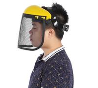 Pissente Casco di Sicurezza in Mesh Viso a Maglie a Faccia Piena per L'agricoltura Forestale di Brush Cutter con Fascia di Testa Regolabile Giallo