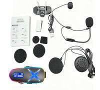 Pissente Casco Moto Auricolare Bluetooth, Suono Surround 3D Luci RGB | IP65 resistente alla pioggia, BT 6.0, riproduzione 40 ore, radio FM, interfono bidirezionale, 800 mAh