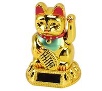 Pissente Lucky Cat Waving Bram Fortune Solar Cat Cat Chinese Cat Statue Solar Light Induzione Lucky Cat Statue Figurine per Ornamenti per Auto da Casa 8x4,5x4,5 Cm (GOLD)