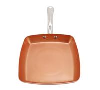 Pissente Padella Color Rame Lega di Alluminio Rivestimento in Ceramica Antiaderente Padella Quadrata 17,7 X 1,97 X 9,5 Pollici per Piano Cottura a Induzione per Bistecca