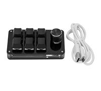 Pissente Tastiera Meccanica Gioco Macro Programmabile con una Mano Mini a 6 Tasti con Manopola per Scorciatoie Nero
