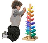 Pista a sfera in legno a partire dai 3 anni in su, giocattolo educativo per bambini, per marmi arcobaleno, torre di marmotta Ho-lz Montessori con 10 sfere, arcobaleno