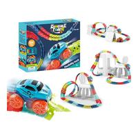 Pista Antigravità per Corse, Pista Flessibile DIY Personalizzabile con Luminosa nel Buio & Auto LED, Gioco Educativo da Costruire per Ragazzi, Ideale per Gare Creativa e Puzzle per Bambini (184PCS)