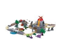 Hape Dino Railway Adventure, set ferroviario in legno, per bambini dai 3 anni in su