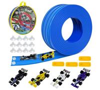 pista da corsa bambini 3 4 5 6 anni, autocarro pista 4.5M Comprese 4 automobili, pista flessibile auto pista giocattolo rotola sul portatile Dual pista rampe per 1/64th auto