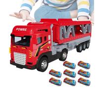 Pista da corsa di espulsione - Camion da trasporto con set da 8 auto, design pieghevole a doppio strato, trasportatore in metallo resistente | Giocattolo di stoccaggio per bambini, ragazzi e ragazze,