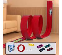 Pista Da Corsa Flessibile Da 4,5 M con 4 Macchinine in Lega, Potenti Ventose,