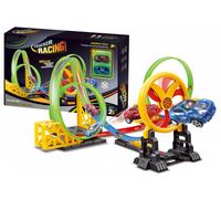Pista da corsa per bambini con cerchio mobile e 2 auto LED con 3 loop