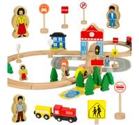 Pista di treni in legno con stazione 50 pezzi