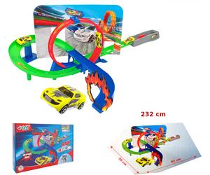 Pista Macchine Acrobatica con Auto Retrocarica Giro della Morte Circuito 232 CM