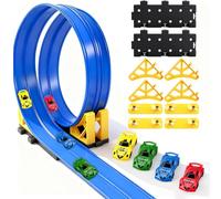 Pista Macchine Flessibile, Pista per Auto da Corsa di 5 Metri, 4 Auto in Lega, Pista da Corsa per Bambini, Piste de Course Voiture Flexible per Bambino e Bambine