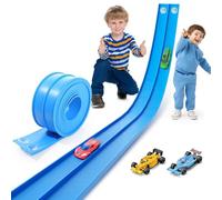 Pista Macchinine Flessibile 5m con 4 Auto e 12 Ventose - Gioco Bambini 3+ per Corse Creative e Circuiti Personalizzati | BLUETURBO