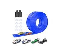 Pista per Auto 5M Include 4 Auto: KETIEE Flessibile Rampa Giocattolo Portatile per Salti Loops per Track 1/64 Car per Età 3+, Blu