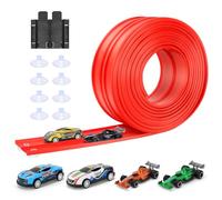 Pista per Auto 5M Include 4 Auto: KETIEE Flessibile Rampa Giocattolo Portatile per Salti Loops per Track 1/64 Car per Età 3+, Rosso
