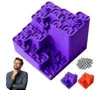 Pista per biglie con curva Hilbert stampata in 3D, labirinto frattale a ciclo infinito con sfera in acciaio, giocattolo da scrivania matematico frattale rilassante antistress per adulti (Purple)