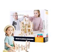 Pista Per Biglie Di Legno - Gioco Di Costruzioni Per STEM,Pista Con Percorso A Rampe In Legno Con 60 Biglie,Per Bambini, Ragazzi, Ragazze E Adolescenti, Apprendimento STEM, Favori Per Feste