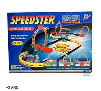 PISTA SPEEDSTER CON ACROBAZIE 63 PZ CON 2 SUPER AUTO DECORATE X BAMBINI +3 ANNI