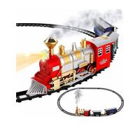 PISTA TRENINO GIOCATTOLO BAMBINI TRENO LOCOMOTIVA CON FUMO LUCE SUONI E 2 VAGONI
