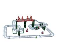 Pista Trenino Natale 400 cm con Ponte Scenografia Lapponia Suoni Luci movimento decorazione albero di babbo natale pupazzo di neve