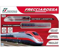 Pista Trenitalia Frecciarossa 500 Scala 1:43 con luci e Suoni - Treno Giocattolo 1 locomotiva 1 vagone e 2 tracciati binari- Funzionamento a Batteria + portachiave cubo