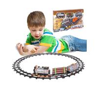 PISTA TRENO TRENINO PER BAMBINI LUNGHEZZA 144CM CON BINARI LOCOMOTIVA E 2 VAGONI