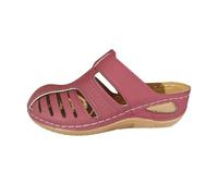 Piste da donna con moda romana cento con tacco inclinato che alza cava testa rotonda fondo spesso pantofole da donna taglia 11, Rosa acceso, 38 EU
