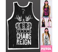 Pistol Boutique Donna Nero Casual Chaos Regno Corona Birds Canotta senza Maniche