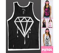 Pistol Boutique Donna Nero Casual Dribble Diamante Logo Canotta senza Maniche