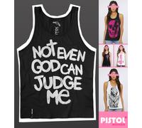 Pistol Boutique Donna Nero Casual Not Even God Can Giudice Canotta senza Maniche