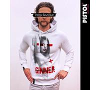 Pistol Boutique Felpa Bianco Uomo BORN SINNER REBEL GIRL Moda