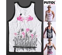 Pistol Boutique Gilet Cotone Bianco Pink Swallow Flower Doodles