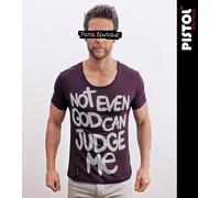Pistol Boutique Maglietta A Manica Corta Fitted Wine Not Even God Paint - S/M